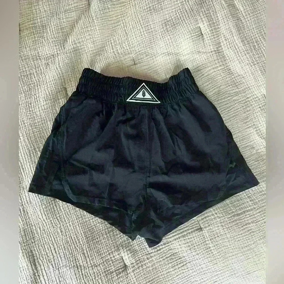 FP Movement High Rise Boxer Inspired Active Shorts | S | Black | Triangle Logo - Picture 12 of 12